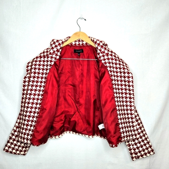 Talbots Red Wool Houndstooth Moto Jacket. Size 8 - Picture 8 of 15